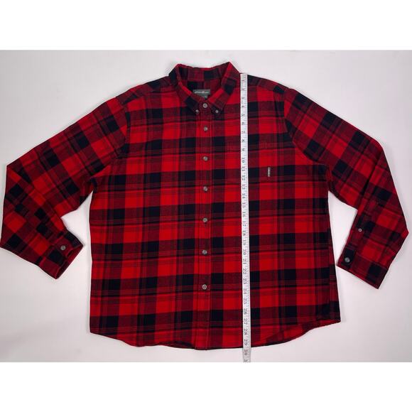 Eddie Bauer Red Black Plaid Flannel Button Up Shirt Men’s 2XL - Picture 6 of 8